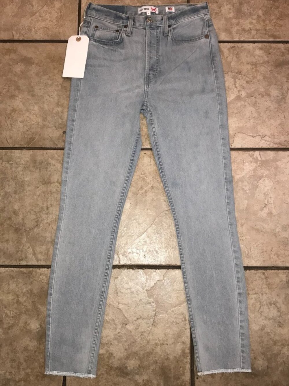 Women Re/Done x Cindy Crawford High Rise Ankle Crop Stretch Jeans-SAMPLE-Sz 25
